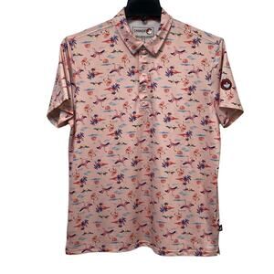 Canada Weather Gear Flamingo Sunset Polo Shirt Pink Men’s Medium